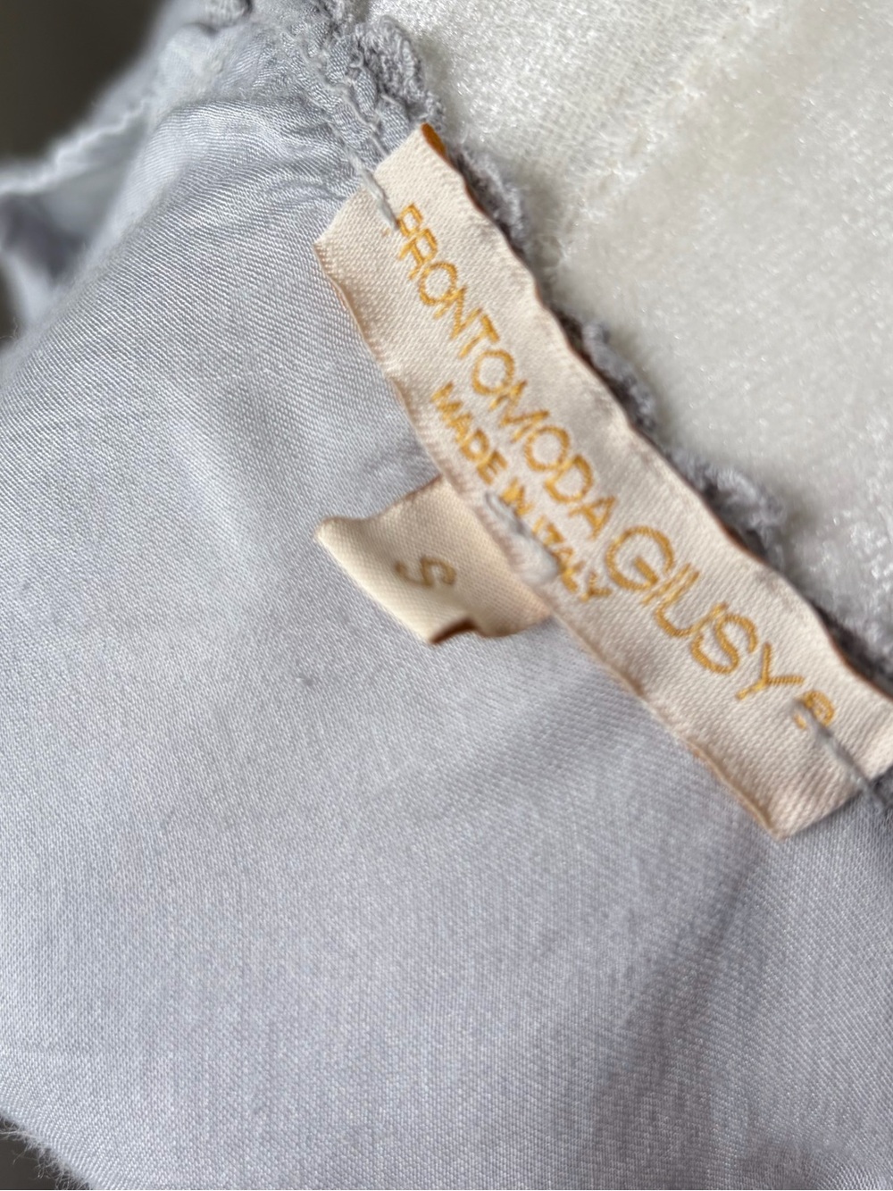 Prontomoda Giusy Made in Italy Silk Blend Lace Sleeveless Blouse Gray S - Picture 2 of 11
